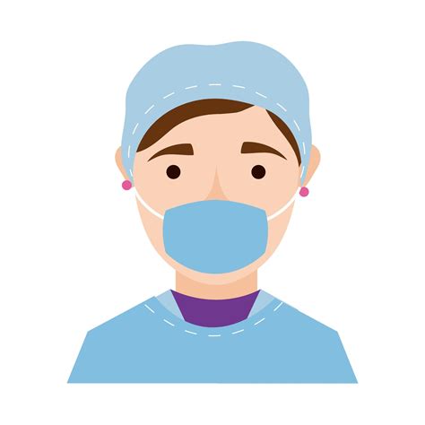 Female Surgeon With Face Mask Flat Style Icon 1869115 Vector Art At