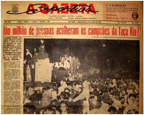 Dema, salvador, juvenal, fabio, luiz villa e waldemar fiume. Palmeiras - Campeão da Copa Rio Internacional de 1951