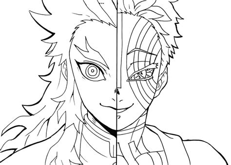 Demon Slayer Kyojuro Rengoku Coloring Page Free Printable Coloring