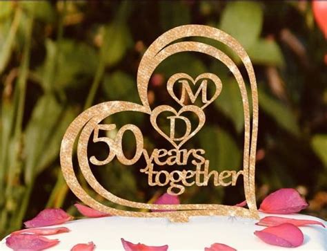 50th Anniversary Golden Wedding Cake Topper Personalised Uk