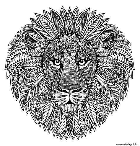 Coloriage Mandala Animaux Adulte Tete De Lion Dessin Mandala à Imprimer