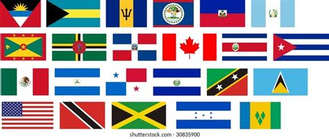 Flags All North America Countries Illustration Stock Vector Royalty