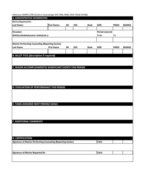 Blank Counseling Sheet