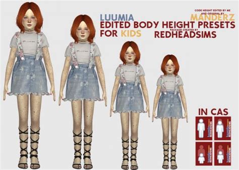 Edited Body Height Presets For Kids Custom Rig Sims 4 Toddler