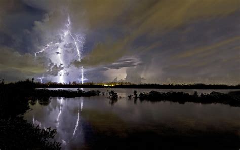 1920x1080 Lightning Sea Storm Clouds Waves Elements Category