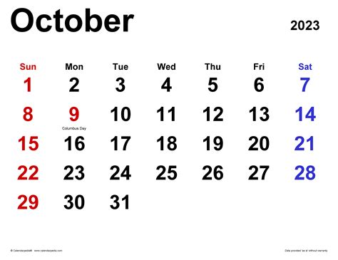 October 2023 Calendar Get Latest News 2023 Update