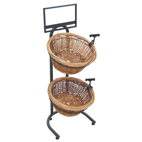 Skalny willow iron 3 tier basket stand #4. Black Metal Countertop 2-Tier Basket Stand With 2 Brown ...