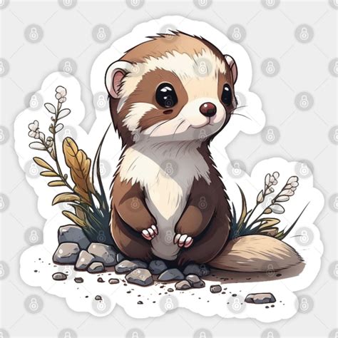 Cute Ferret Cartoon Ferret Sticker Teepublic