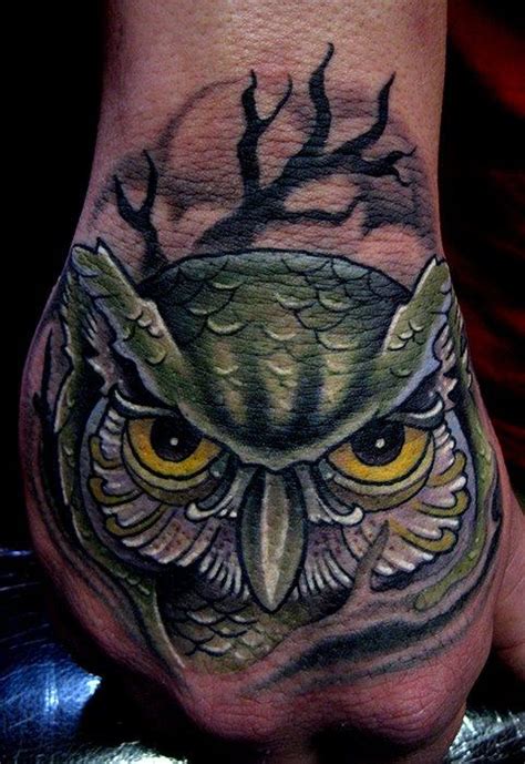 Owl Hand Tattoo By Jonathan Montalvo Tattoonow
