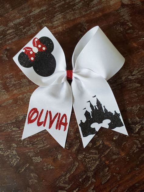 Custom Minnie Cheer Bow With Name Ships Fast Etsy Disney Cheer Bows Cheer Bows Minnie Bow