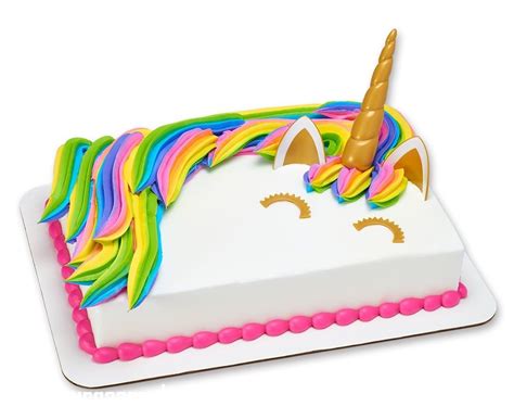 Unicorn head drawing on a quarter sheet cake with rainbow. Unicorn Birthday Cake Walmart | Easy unicorn cake, Unicorn cake design, Unicorn birthday cake