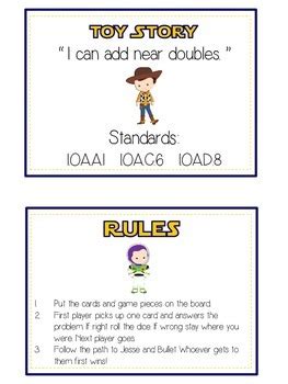 Toy Story Math Folder Game Common Core Adding Near Doubles Tpt