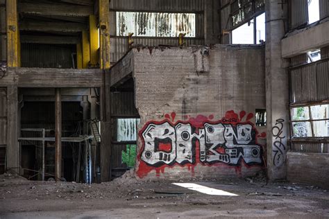 1920x1080 Wallpaper Gray Abandoned Building With Graffiti On Wall