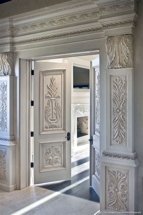 Beautiful And Ornate Wood Carvings Frame This Grand Master Bedroom Entrance In Paradise Valley