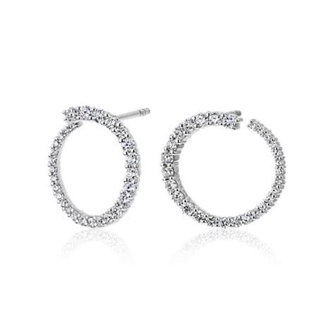 Diamond Open Swirl Hoop Earrings In 14k White Gold 1 Ct Tw Blue Nile