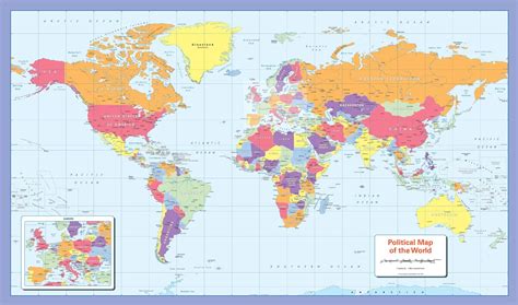 Colour Blind Friendly Political Wall Map Of The World Map