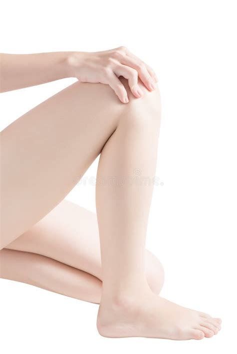 Acute Pain In A Woman Knee Isolated On White Background Clipping Path