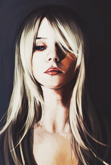Wallpaper Face Drawing Illustration Portrait Long Hair Anime Blue Eyes Artwork