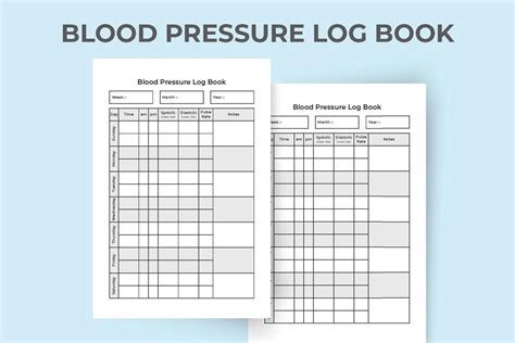 Blood Pressure Log Book Interior Pulse Tracker Journal Template