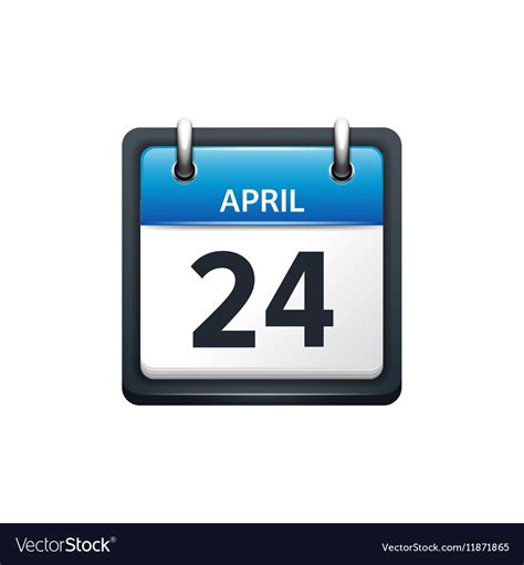 April 24 Calendar Icon Flat Royalty Free Vector Image
