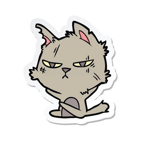 Sticker Of A Tough Cartoon Cat Stock Vector Illustration Of Animals