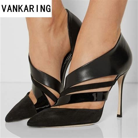 classic pumps black shoes women summer sexy cut outs nude super high heel party wedding shoes