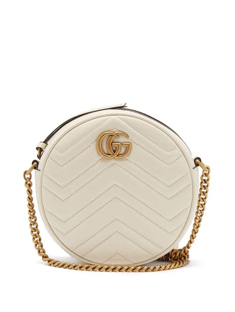 Gucci Gg Marmont Circular Leather Cross Body Bag In White Lyst