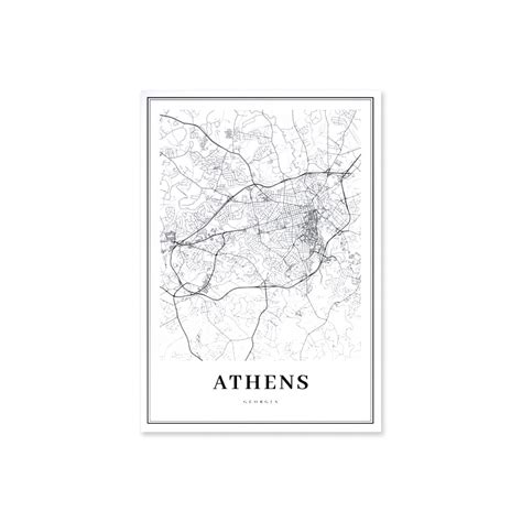 Plakat Grecja mapa drogowa plakat czarno białe wydruki ateny mapa