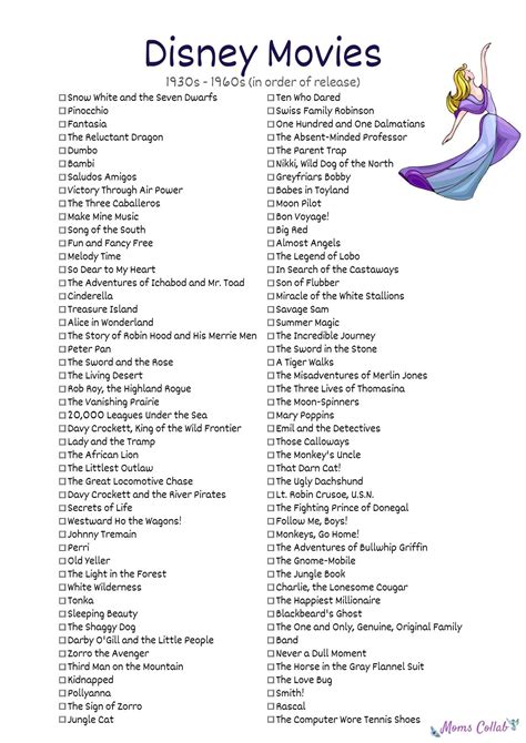 Complete Printable List Of All Disney Movies