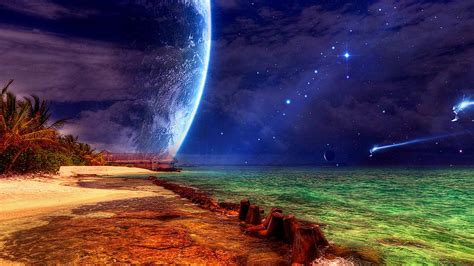 Wallpaper Id 582051 Photoshop Earth Night Sky Fantasy Art