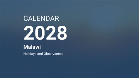 Year 2028 Calendar Malawi
