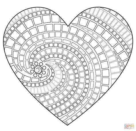 Heart Mosaic Coloring Page Free Printable Coloring Pages