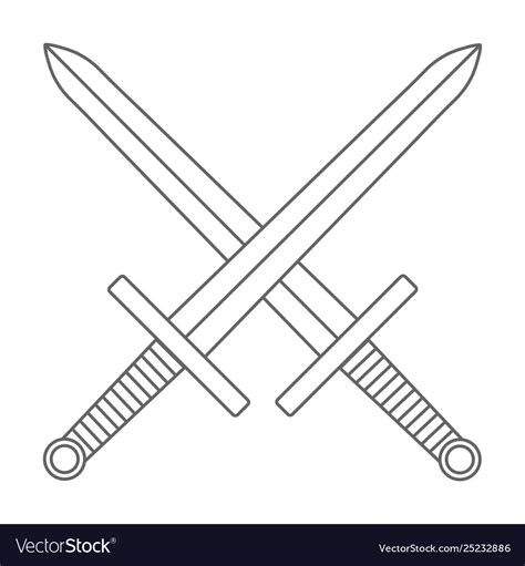 Outline Crossed Swords Icon Isolated On White Vector Image