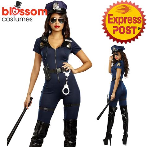 K580 Sexy Jumpsuit Police Office Cops Uniform Womens Role Play Costume