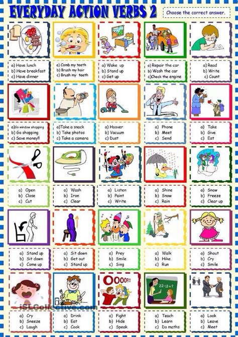 Everyday Action Verbs Action Verbs English Language Learning Verb