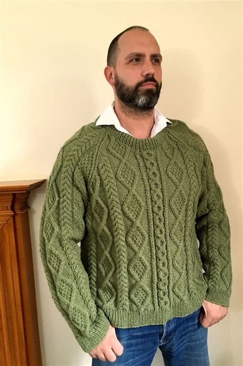 Hand Knitted In Pure Scottish Aran Wool This 44 46 Chest Size