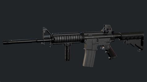 3d Asset M4a1 Carbine With Attachments And Red Dot