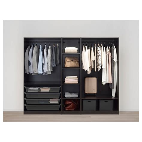 This is an ideal piece for small spaces because sliding door always save some and it features enough storage space. PAX Wardrobe - black-brown/Forsand black-brown stained ash ...