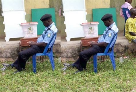 Police Officer Expected To Watch Over Ballot Box Is Caught Sleeping On