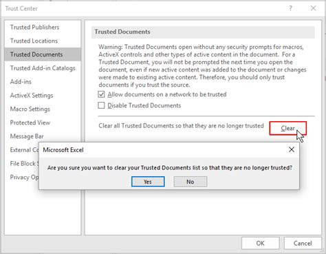 You then have to enable the macros for the file. Excel 2016: How to clear Trusted Documents (reset Enable ...