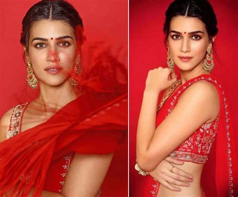In Pics Kriti Sanons Bridal Look लाल साड़ी में दुल्हन से कम नहीं लग रहीं कृति सेनन In Pics