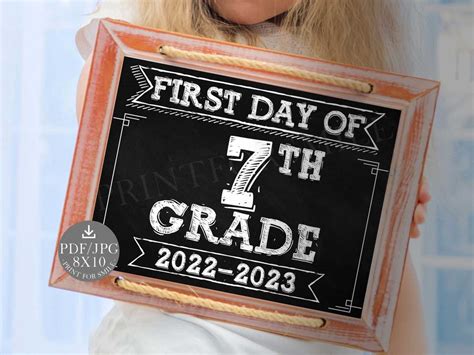 First Day Of School Sign 7th Grade Sign Printable 1st Etsy