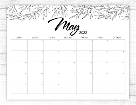 Printable May Calendar 2022 Planner May 2022 Minimalist Etsy In 2022