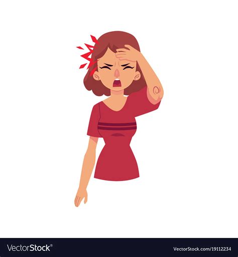 Girl Woman Having Headache Migraine Pain Vector Image
