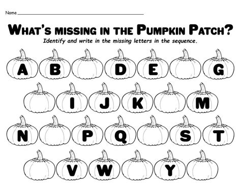 Missing Letters In The Pumpkin Patch Free Printable Alphabet Workshe