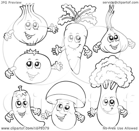 You can use our amazing online tool to color and edit the following happy face coloring pages. Clipart Outlined Vegetable Characters - Royalty Free ...