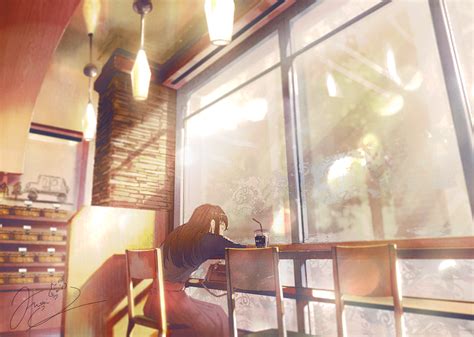 original characters indoors cafe anime girls anime 1500x1069 wallpaper wallhaven cc