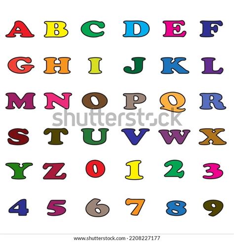 English Alphabet Numbers 09 Black Out Stock Vector Royalty Free
