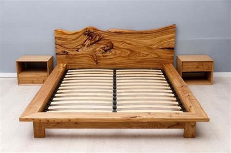 Full Bed Frame With Headboard Solid Elm Bed Frame Wooden Bed Frame