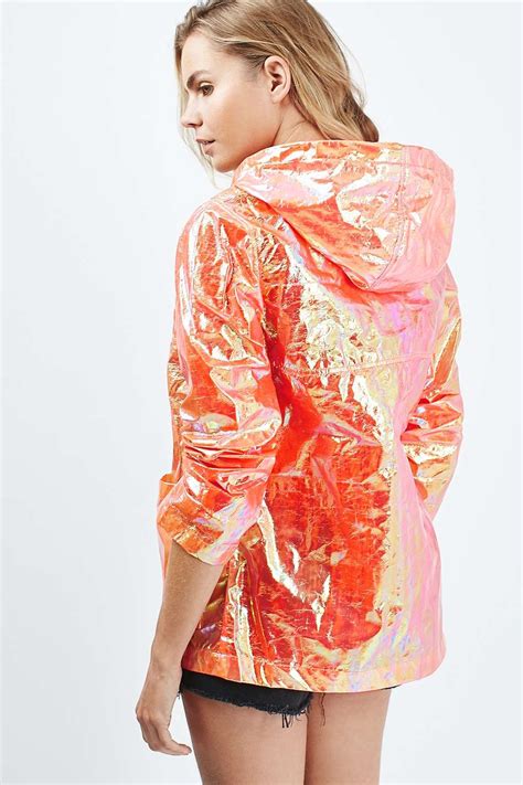 Festival Regenjacke In Metallic Optik Festival Rain Mac Plastic